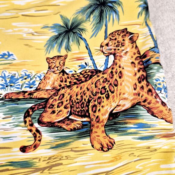 Polo Ralph Lauren Swim Trunks Cheetah In Paradise Mesh Lined Size L Yellow Vtg - Picture 10 of 10